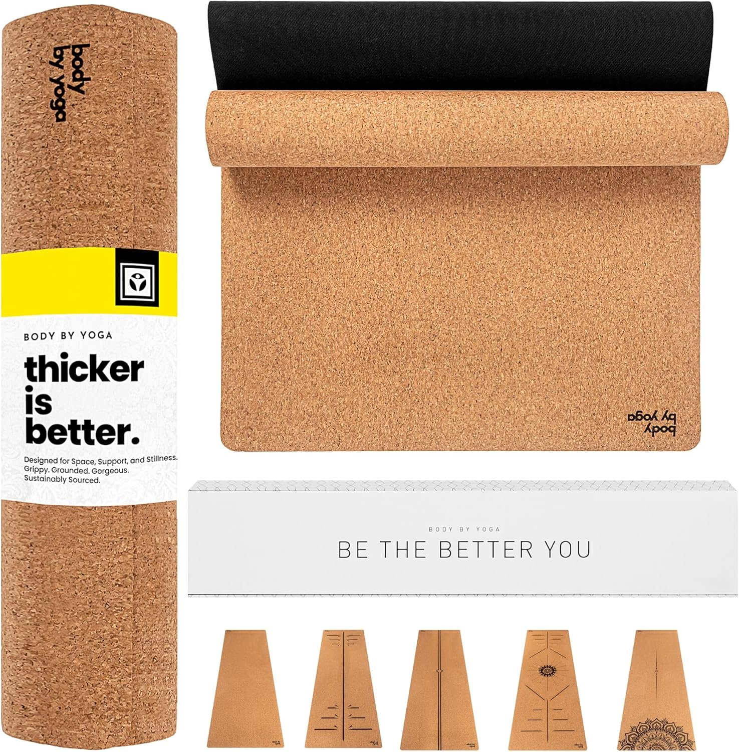 Body By Yoga luxury cork yoga mat with natural cork surface