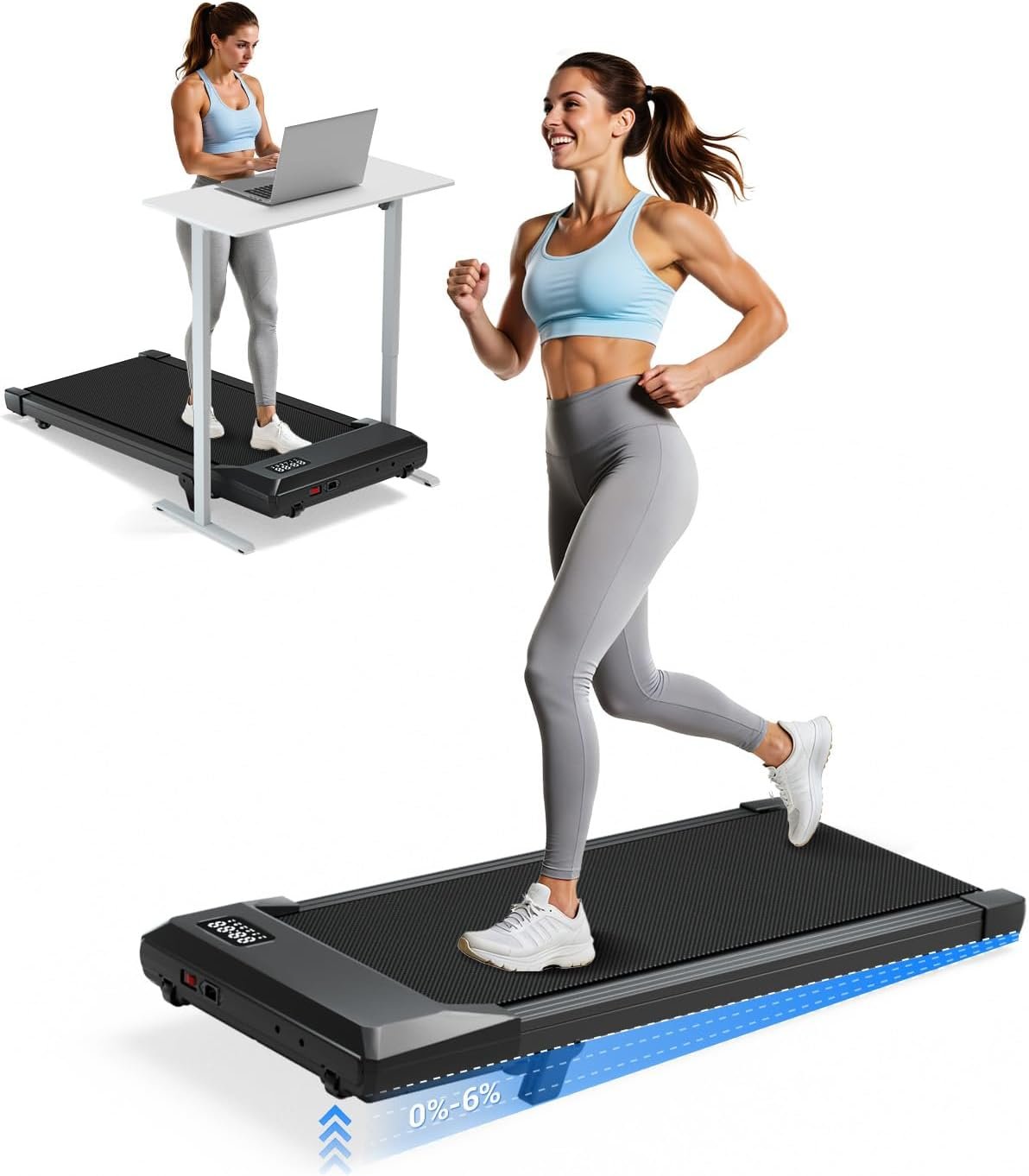 Superun Walking Pad with 6% Manual Incline