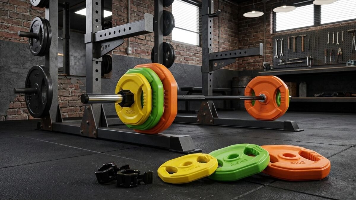 Best Barbell & Weight Plate Sets for Home Gym (2026) realistic product scene