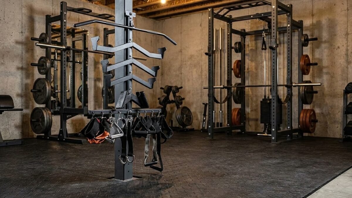 Best Cable Attachment Storage Racks for Garage Gyms (2026) realistic product scene
