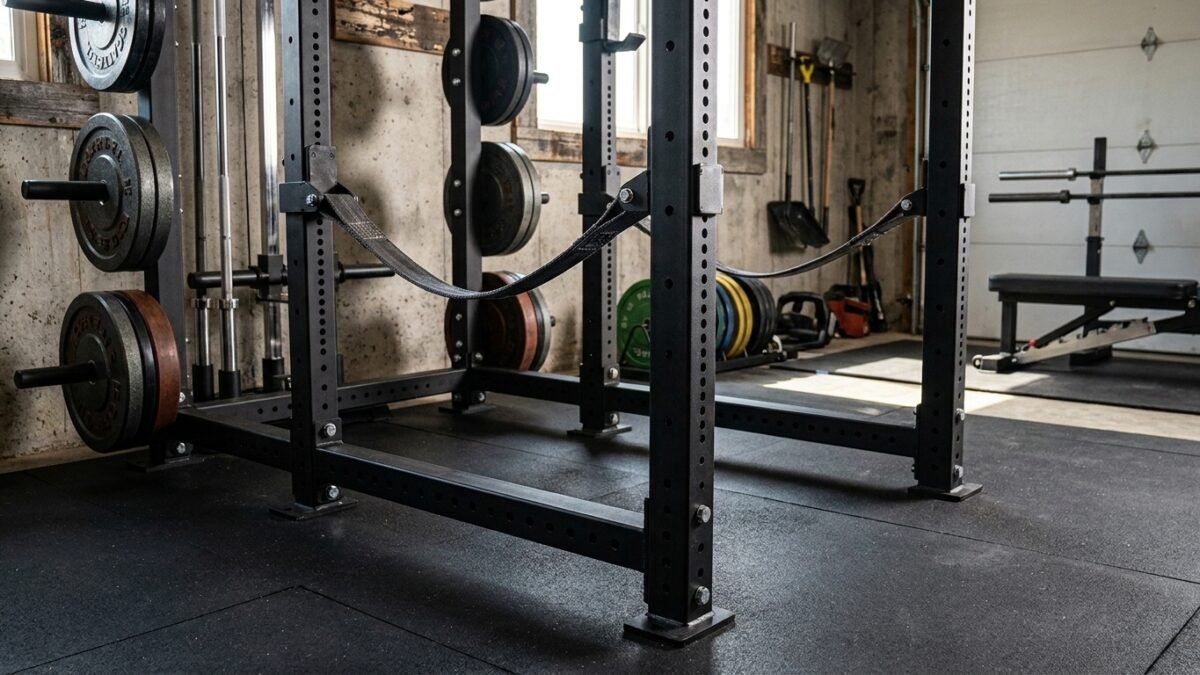 Best Squat Rack Safety Strap Attachments for Home Gyms (2026) realistic product scene