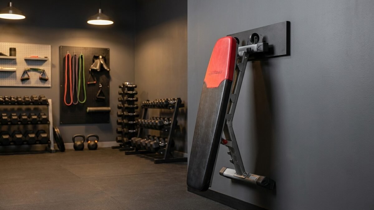Best Weight Bench Wall Hangers for Small Gyms (2026) realistic product scene