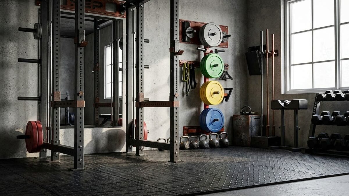 Best Weight Plate Wall Storage Racks for Garage Gyms (2026) realistic product scene